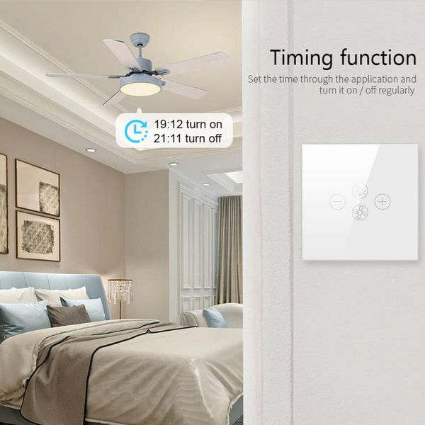 

smart home control touch switch ceiling fan speed lamp compatible with alexa / google ( eu us )