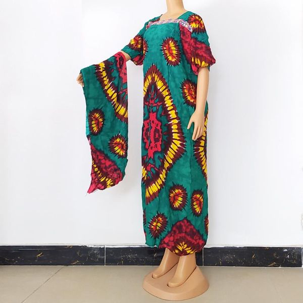 

ethnic clothing african print dresses women 2021 dashiki robe colorful pattern plus size ladies arrival with scarf cotton material, Red