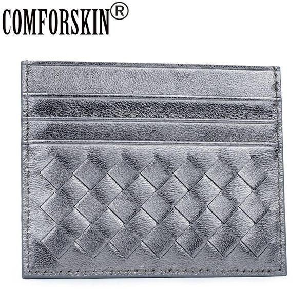 

card holders comforskin brand design luxurious 100% sheep skin id credit d genuine leather case mini coin purses, Brown;gray