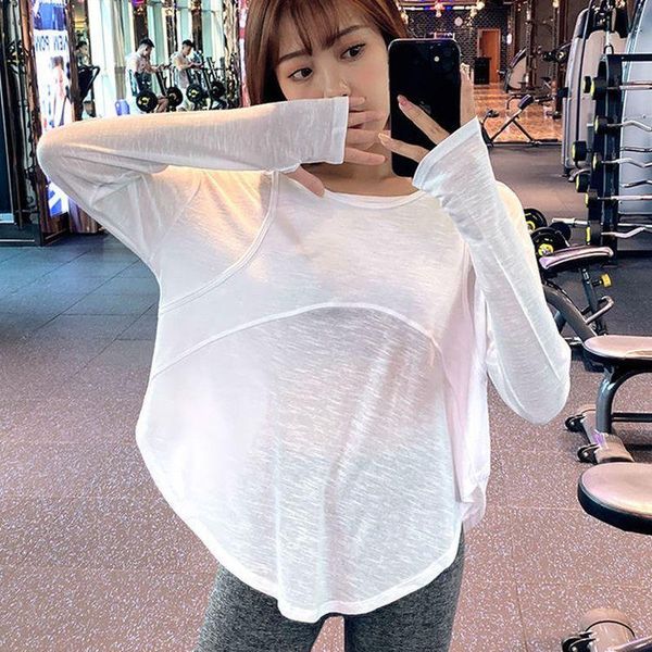 

yoga outfit women's sports loose large size fitness clothes quick-drying long-sleeved summer autumn thin running exercise blouse