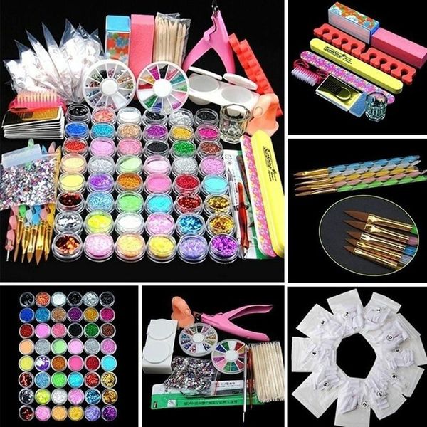 

nail art kits 1set glitter rhinestones 3d design mix colors acrylic powder tips gems decoration diy accessories