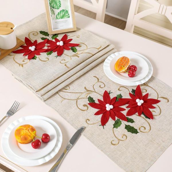 

table cloth embroidered linen runner wedding decor modern mat embroidery dining flag coffee tablecloths home decoration