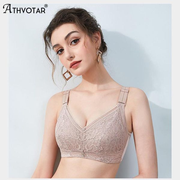 

bras athvotar large size bra women lace push up wireless bralette v-neck lingerie female underwear, Red;black