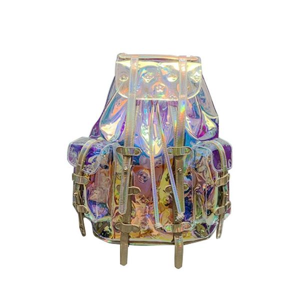 

outdoor bags luxury colorful women backpack 2021 summer female bag bohemia brand transparent portable laser beach package fashion