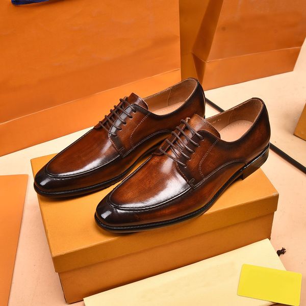 

2022 gentlemen dress shoes fashion brand designer genuine leather business oxfords mens walking casual shoes size 38-45, Black