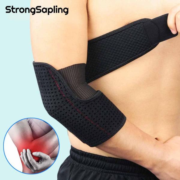 

elbow brace adjustable compression breathable straps for gym sports tennis bursitis tendonitis joint pain pads protector & knee, Black;gray