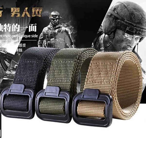 

belts official genuine tactical belt hard pc quick release magnetic buckle military soft real nylon sports accessories, Black;brown