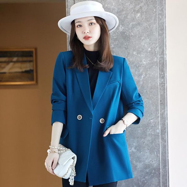 

women's suits & blazers large size office suit high-quality 2021 autumn and winter double-breasted professional jacket female, White;black