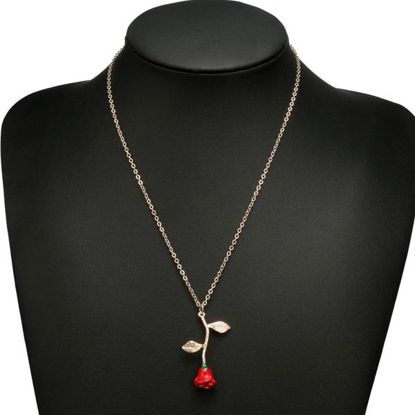 

pendant necklaces lovely ladies necklace rose metal long gold color birthday gift appointment wear jewelry, Silver