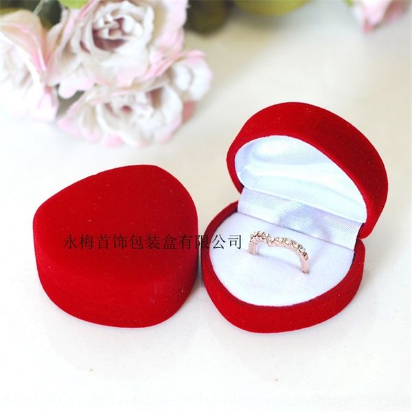 

FKFE garden peach heart ring flannel ring packaging boxes jewelry boxes jewelry packing, Black;white