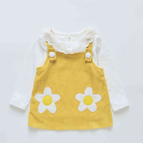 

girl's dresses spring autumn clothing for girls long sleeved suspender skirt 2pcs baby girl clothes children's costumes s8zk, Red;yellow