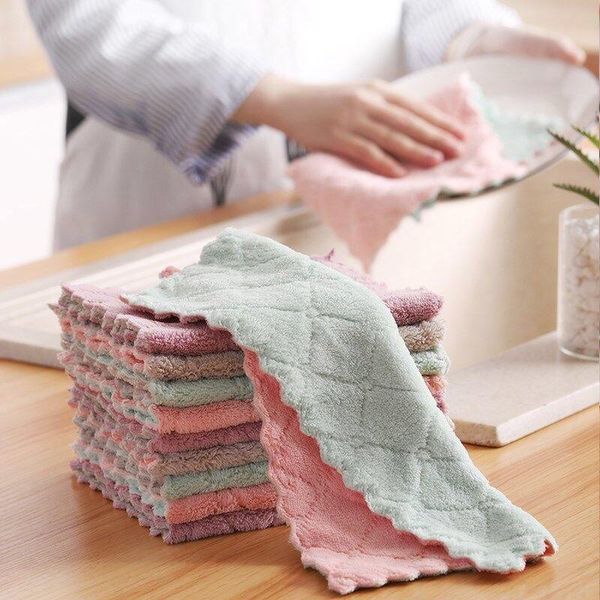 

cleaning cloths 5/10/20pcs super absorbent microfiber kitchen dish cloth soft double sided scouring pad rags household towel