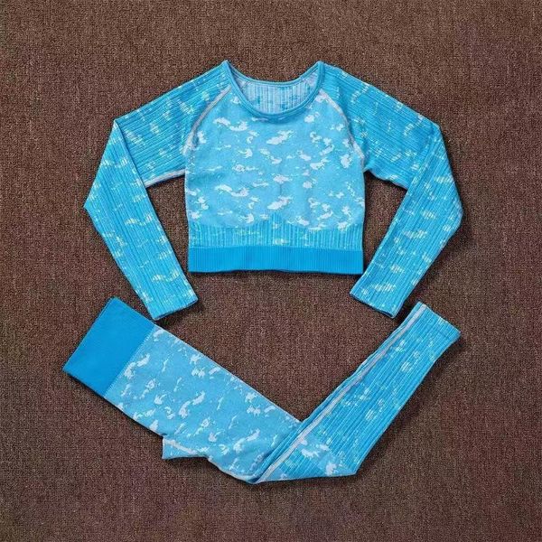 

yoga outfit women set long sleeve clothing seamless sportswear fitness crop gym leggings high wiast pant workout shirt sport suit