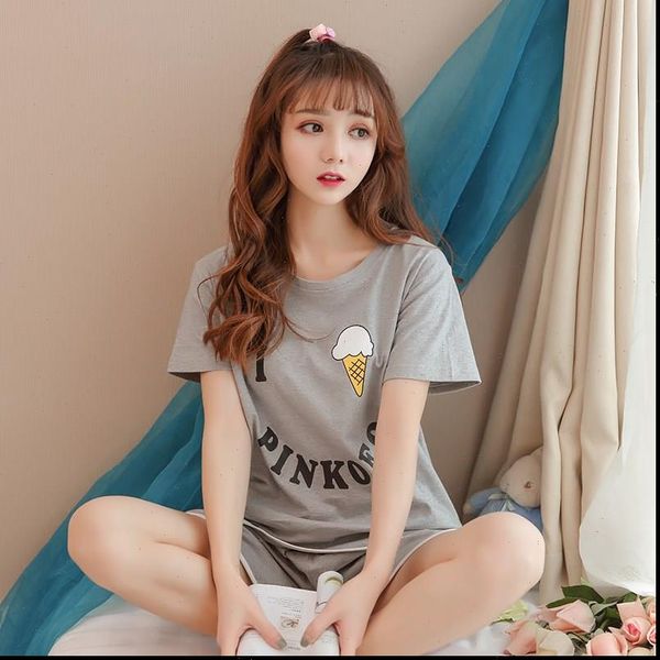 

catoon summer homewear comfortable cute women sleepwear pajama set girl print pyjama short sleeve suit woman tracksuits, Black;red