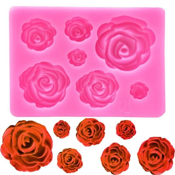 

1pc 3d rose flower shape silicone soap mold chocolate cake handmade diy fondant pastry decor baking mould moulds