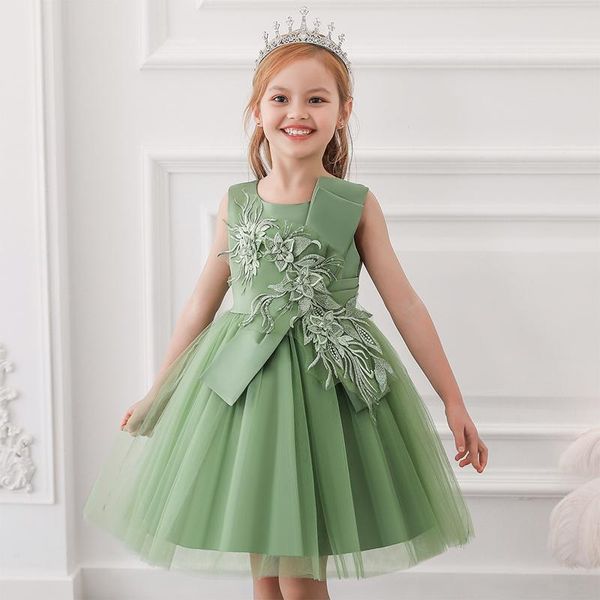 

girl's dresses 2021 summer embroidery dress girl kids for girls children clothes solid princess elegant party and wedding, Red;yellow