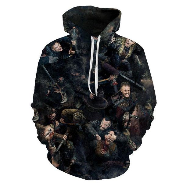 

men's hoodies & sweatshirts 3d printed tv series men women fashion sweatshirt oversized hoodie pullover ragnar lothbrok streetwear t, Black