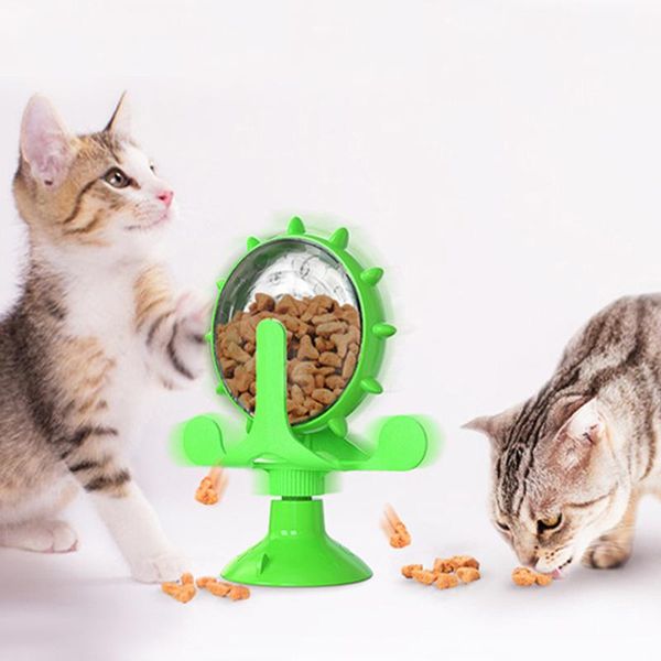 

cat bowls & feeders 4 colors leak interactive windmill spinning dog toys funny rotating turntable strong sucker slow feeder pet supply