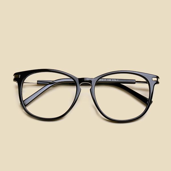 

fashion sunglasses frames 2021 retro female eyeglasses round eye glasses frame women men optical myopia prescription eyewear, Black