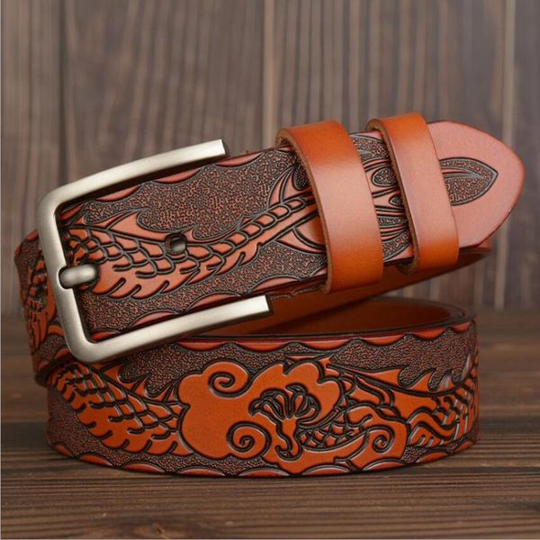 

men genuine leather belt luxury jeans belts male business vintage waistband strap cowboy zlb409, Black;brown