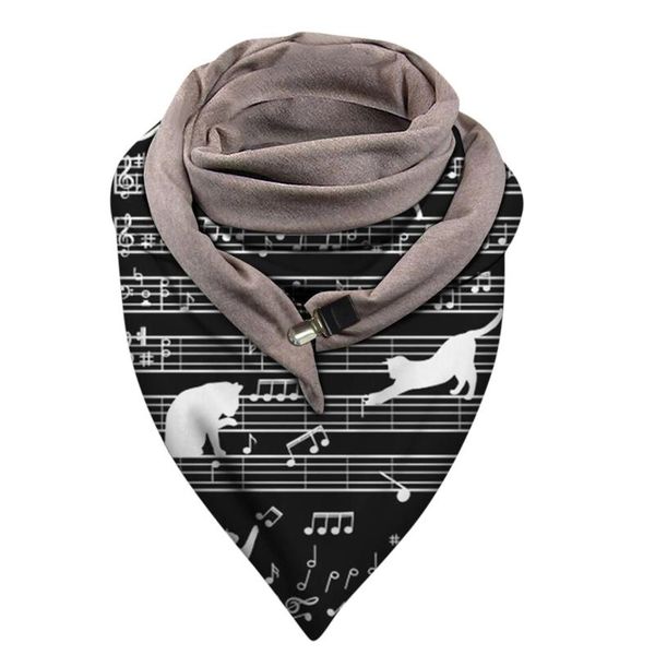 

scarves universal autumn winter warm windproof cat prints double-layer buckle scarf women fashion printed soft wraps, Blue;gray