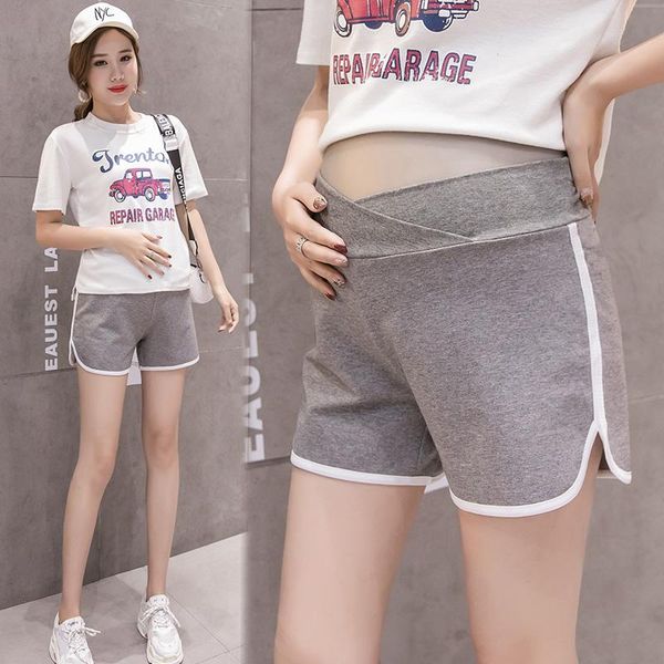 

maternity bottoms women pregnancy clothes cotton low waist shorts for pregnant split loose casual leggings, White