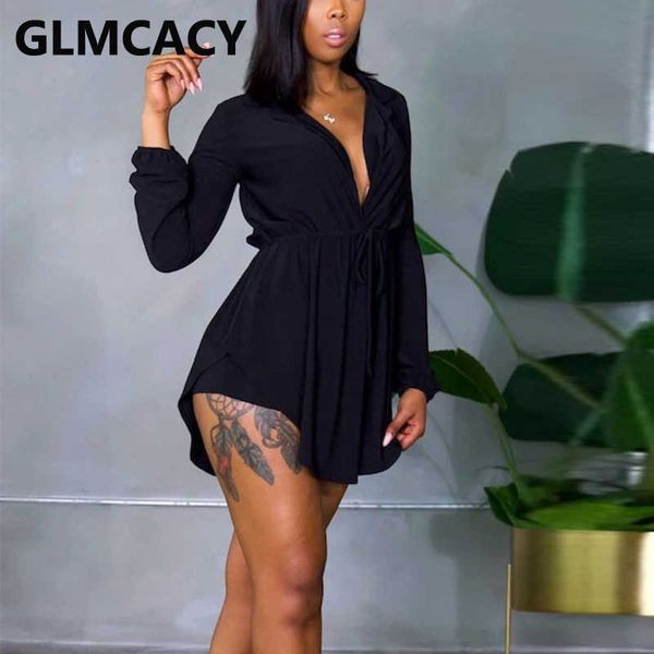 

2 pieces sets women long sleeve shirt & bodycon shorts 210702, White