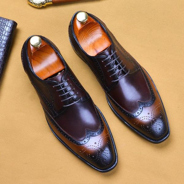 

dress shoes phenkang mens formal genuine leather oxford for men black 2021 wedding laces brogues