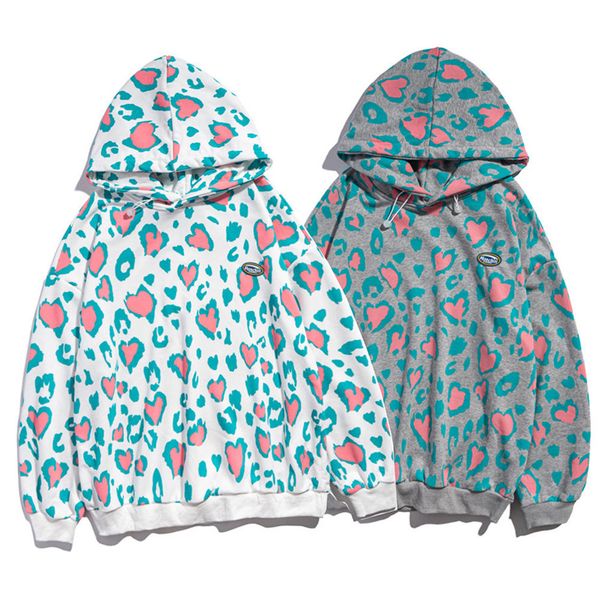 

men's hoodies & sweatshirts hoodies, leopard prints and love hearts, Black