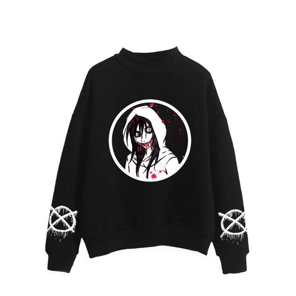 

men's hoodies & sweatshirts 2021 creepy pasta 2d print women/men high collar sweatshirt casual turtlenecks clothes, Black