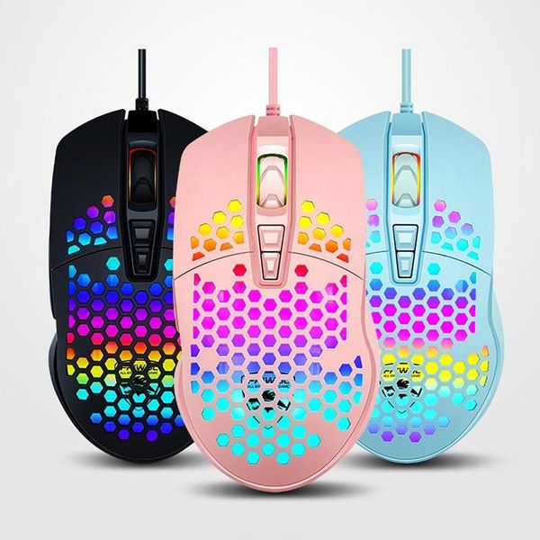 

mice ergonomic 4000dpi usb wired hollow-out rgb light gaming mouse for pc