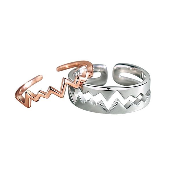 

wedding rings couple 2 in 1 open finger for women men classic design lovers' jewelry valentine's day present, Slivery;golden