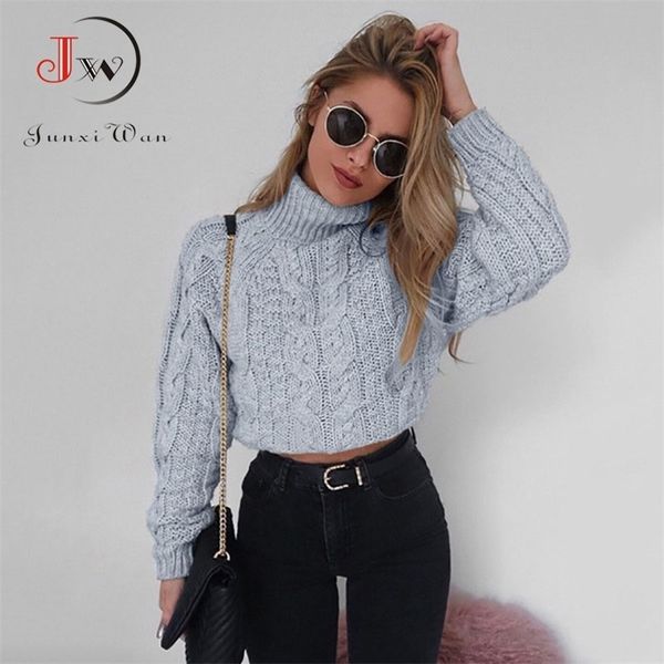 

fashion knitted sweater women autumn winter long sleeve turtleneck short pullovers knitwear jumper pull femme 210917, White;black