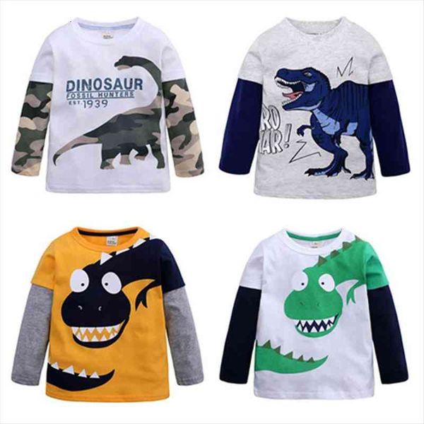 

cartoon dinosaur boys long sleeve t shirt for 2 8years old cotton children kids tees autumn, Blue