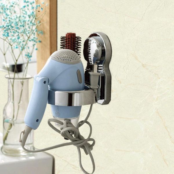 

bathroom hair dryer holder strong suction cup wall mounted storage rack organizer shelves