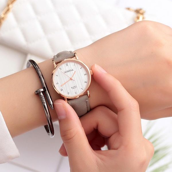 

wristwatches fashion trend women watch students casual creative quartz leather minimalsit laides gifts relogio feminino, Slivery;brown