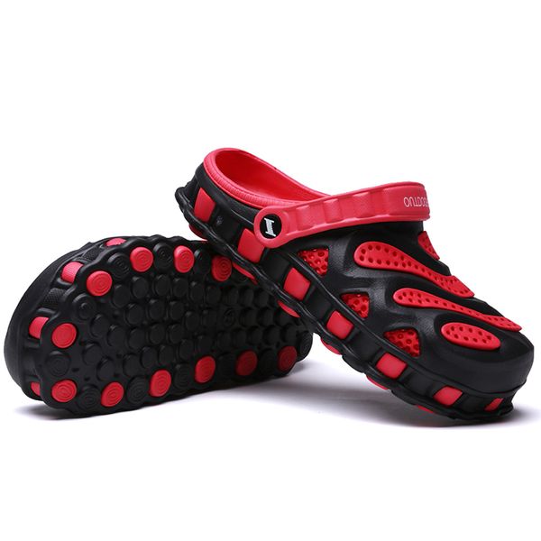 

mens womens sport trainer big size cross-border 2021 summer sandals slippers hole shoes beach shoe korean and slipper baotou casual sandal c, Black