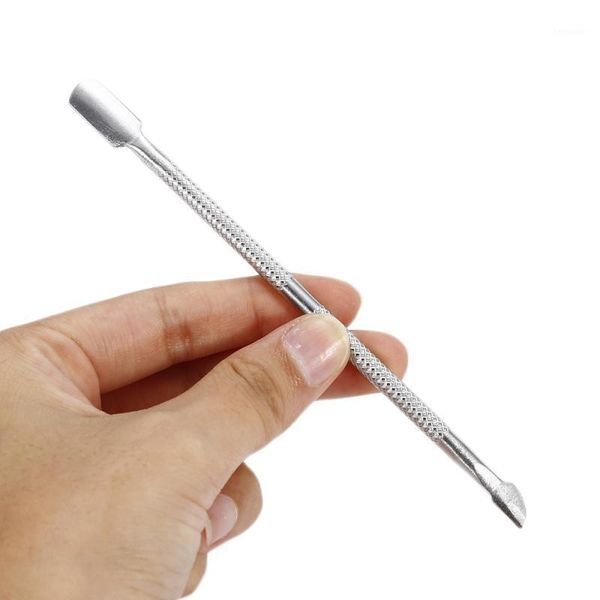 

stainless steel nail cuticle pusher double-headed art tools pedicure spoon remover 1