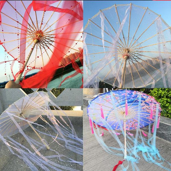 

umbrellas chinese silk umbrella anime women pography cosplay prop antique tassels transparent japan parasol paper