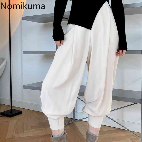 

nomikuma chic suit pants women solid color high waist trousers casual loose korean style pantalones fashion trend 3e471 210514, Black;white
