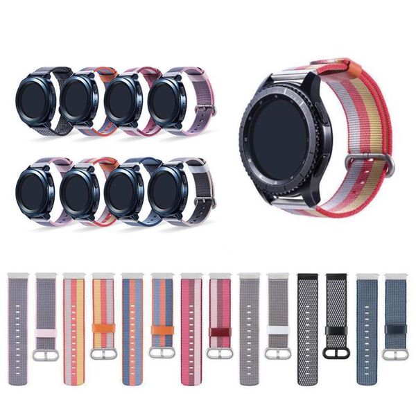 

watch bands nylon band strap suit for samsung gears3/s2 size 22mm multicolor sport watches accessories, Black;brown
