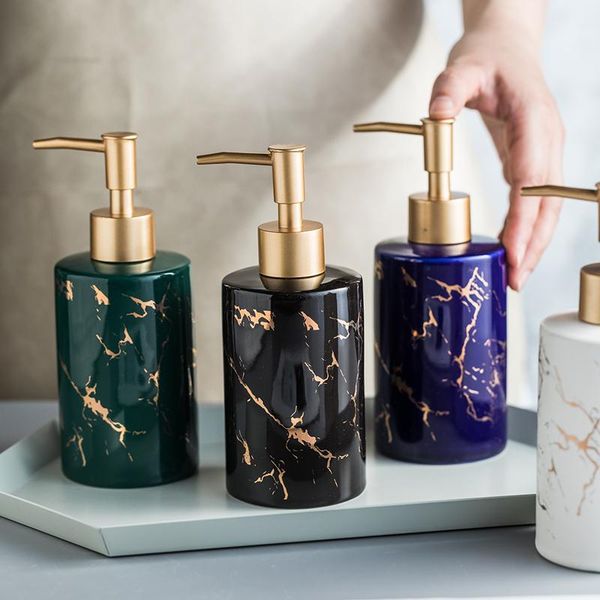 

bath accessory set minimalist marble ceramic hand sanitizer bottle shower moisture press