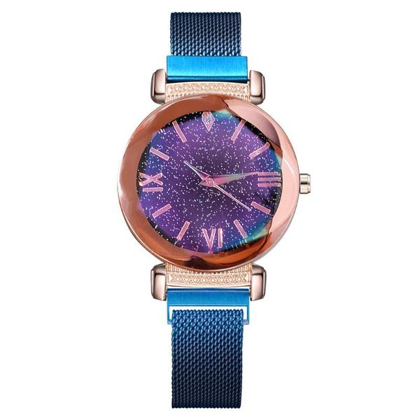 

wristwatches women watches star dial stainless steel mesh belt rose gold ladies wrist quartz dress wristwatch fashion starry sky f808, Slivery;brown