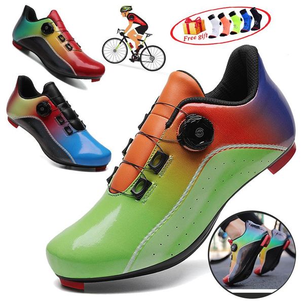 

the latest bicycle shoes men's spd road bike women's outdoor sports ultralight couple self-locking racing size37-48# cycling footw, Black