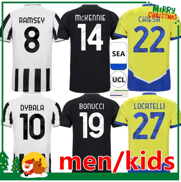 

21 22 juve soccer jersey 2021 2022 dybala morata chiesa mckennie juventus home football kids kit shirt + men, Black;yellow