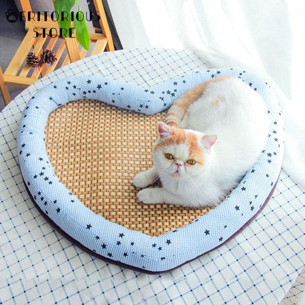 

kennels & pens heart-shaped summer dog cooling mat ice beds pet pad cool cold silk moisture-proof coole teddy accessories
