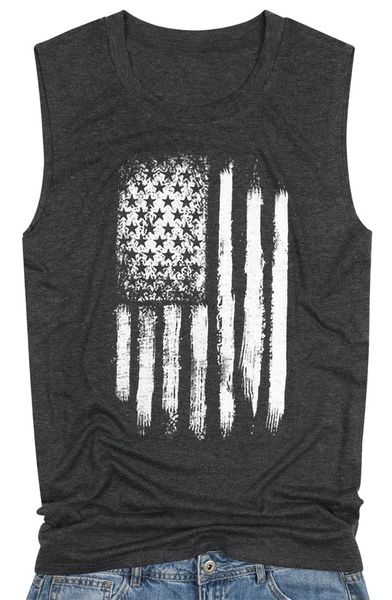 

women's tanks & camis america flag print tank spring summer women sleeveless round neck t shirt ladies vest girls, White