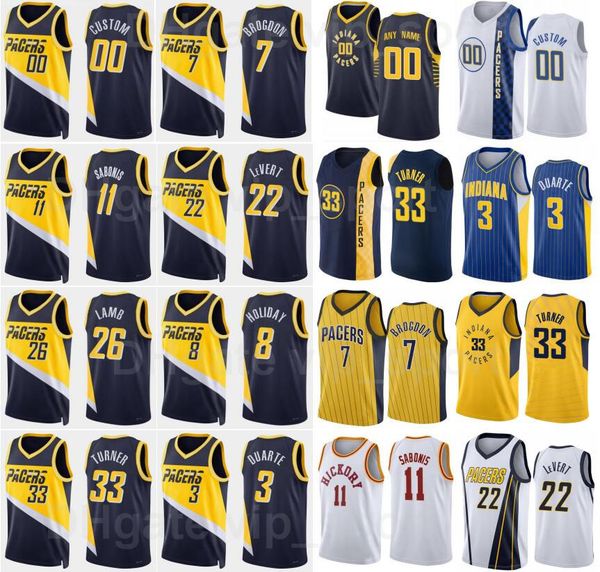 

75th anniversary print basketball domantas sabonis jersey 11 chris duarte 3 myles turner 33 justin holiday 8 caris levert 22 kelan martin 21, Black;red