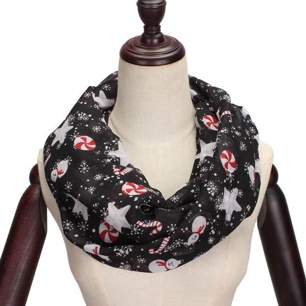 

scarves christmas winter ring scarf women fashion santa snow snowman printing gauze kerchief female foulard bufanda, Blue;gray