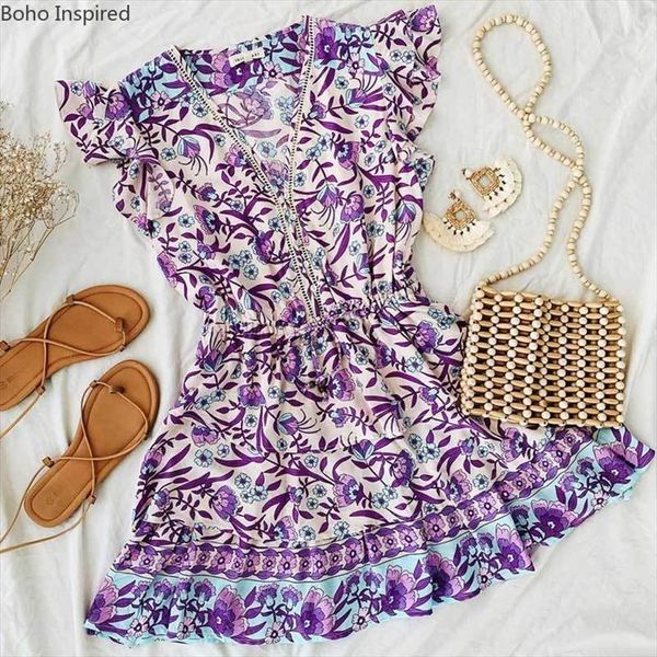 

purple multi print women cami ruffle dress v neck mini party layered cascading summer, White